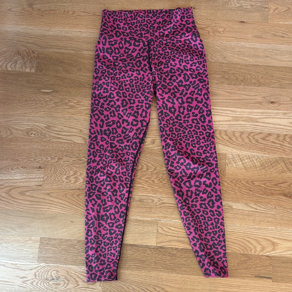 Beach Riot Pink Leopard Print Leggings-Large